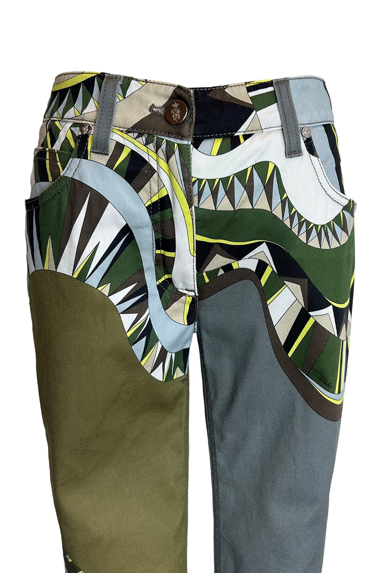 EMILIO PUCCI 1990S SLIM ABSTRACT PRINT TROUSERS