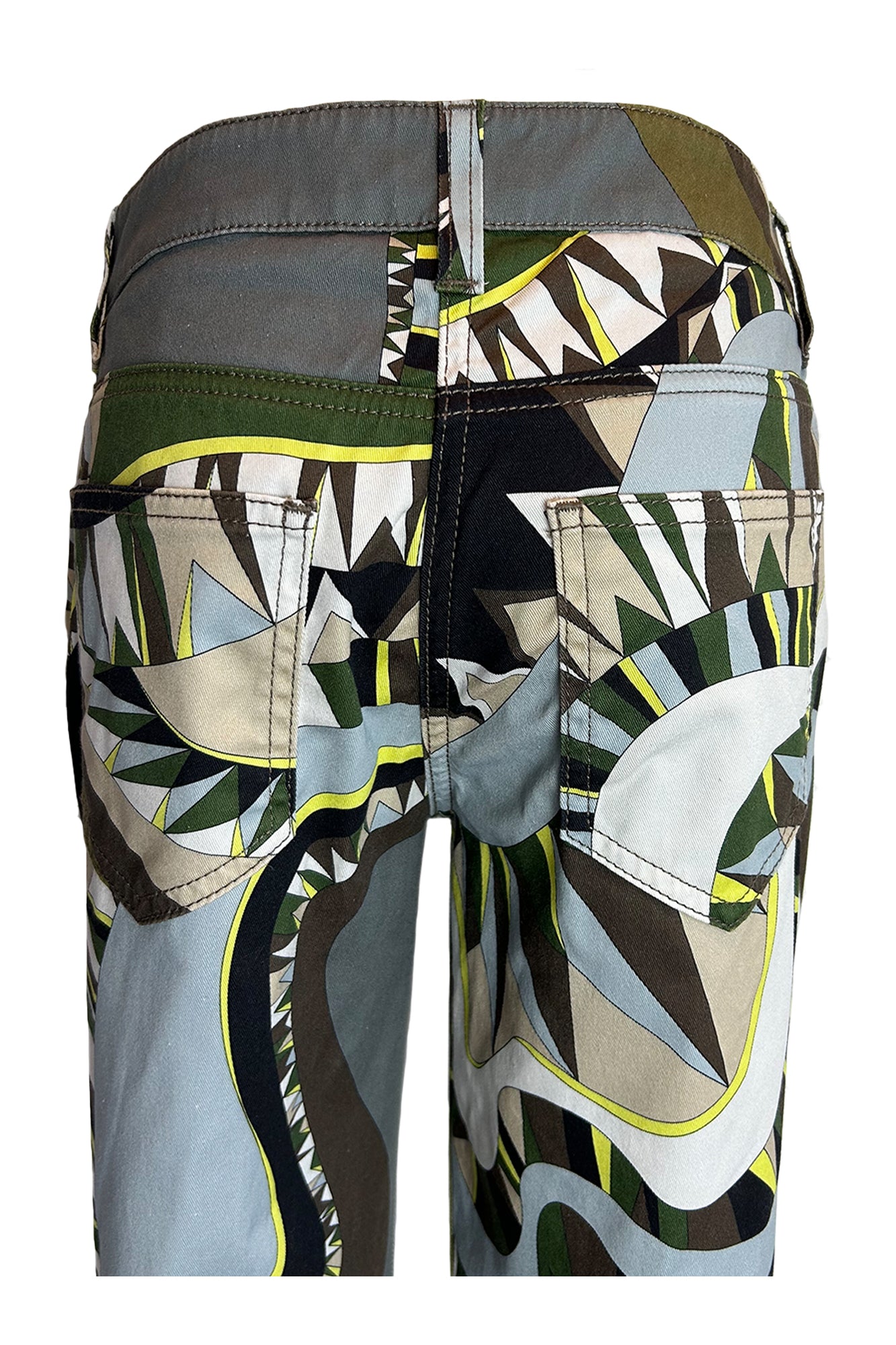 EMILIO PUCCI 1990S SLIM ABSTRACT PRINT TROUSERS
