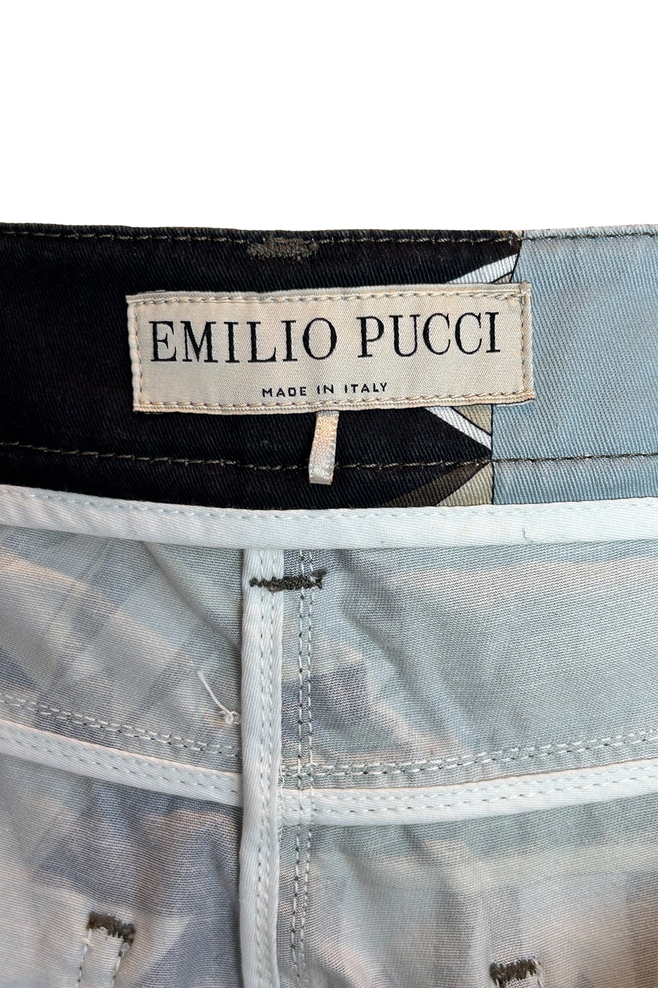 EMILIO PUCCI 1990S SLIM ABSTRACT PRINT TROUSERS