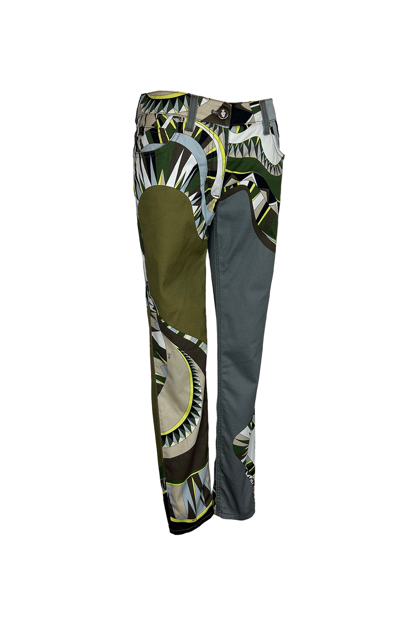 EMILIO PUCCI 1990S SLIM ABSTRACT PRINT TROUSERS