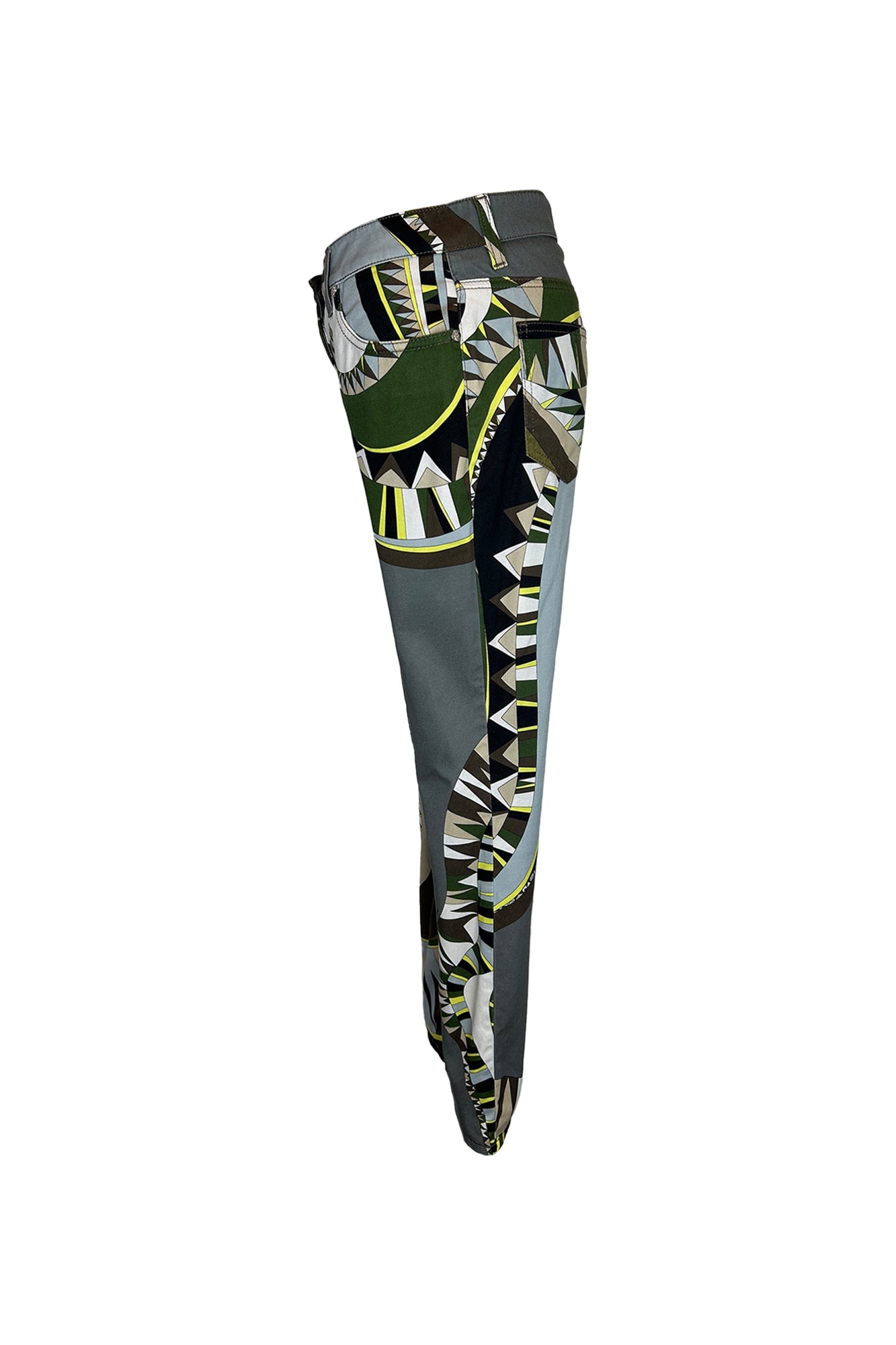 EMILIO PUCCI 1990S SLIM ABSTRACT PRINT TROUSERS