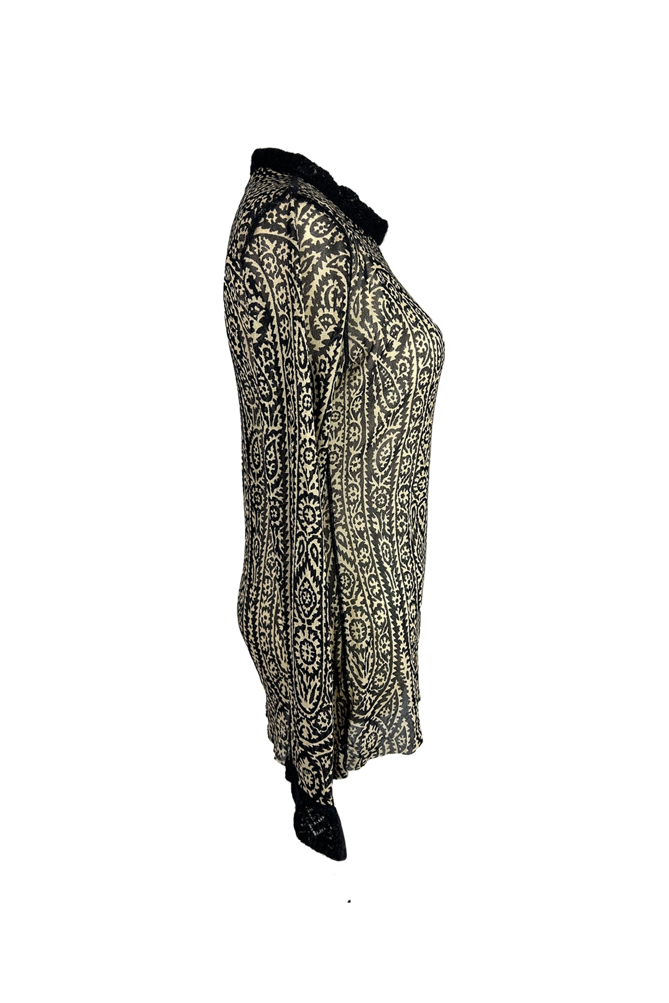 JEAN PAUL GAULTIER 1990S PAISLEY PRINT MESH TOP
