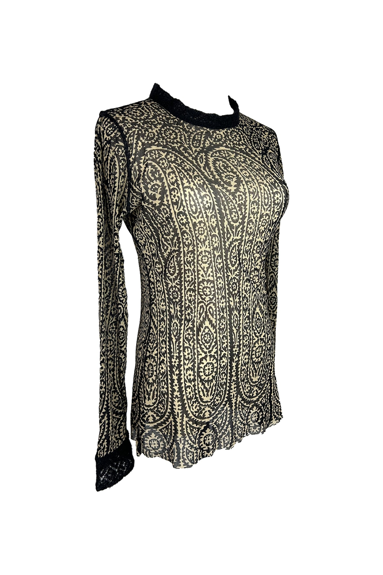 JEAN PAUL GAULTIER 1990S PAISLEY PRINT MESH TOP