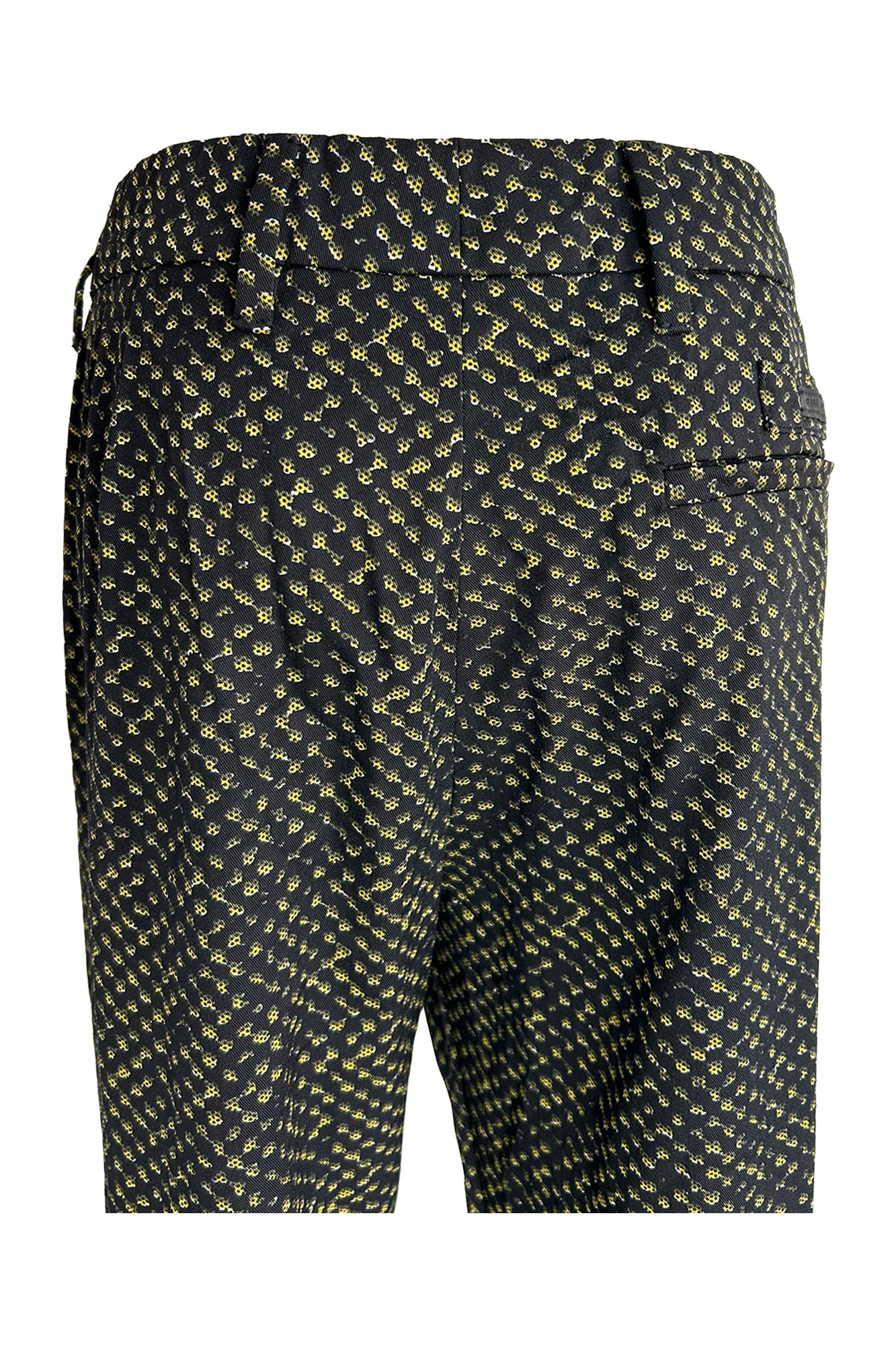 PRADA 1990S ANKLE TROUSERS WITH YELLOW SCREEN PRINT