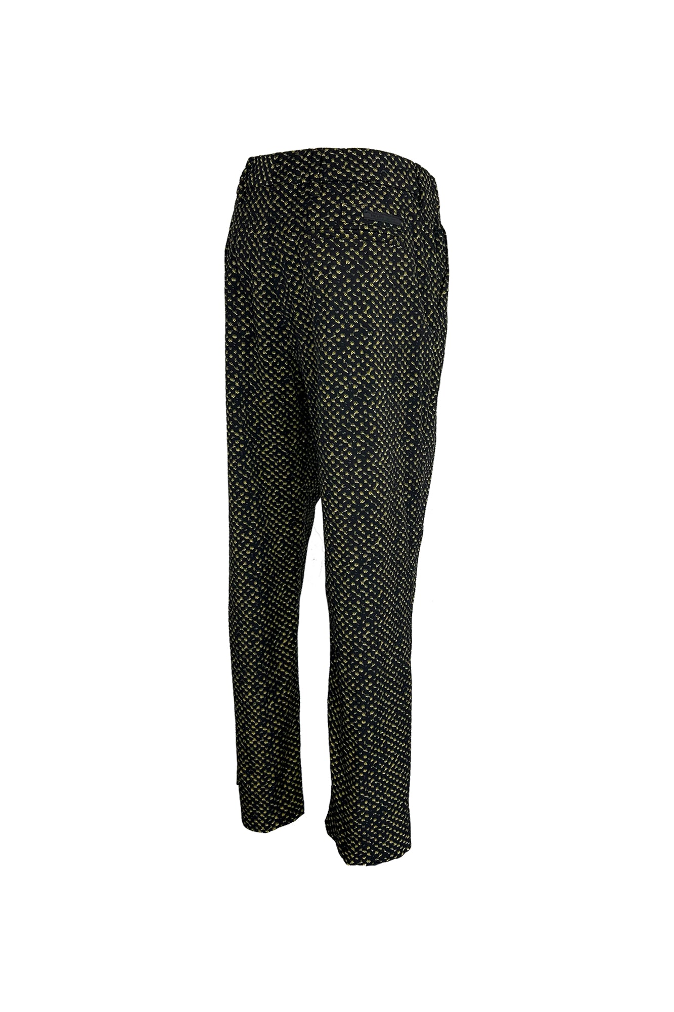 PRADA 1990S ANKLE TROUSERS WITH YELLOW SCREEN PRINT
