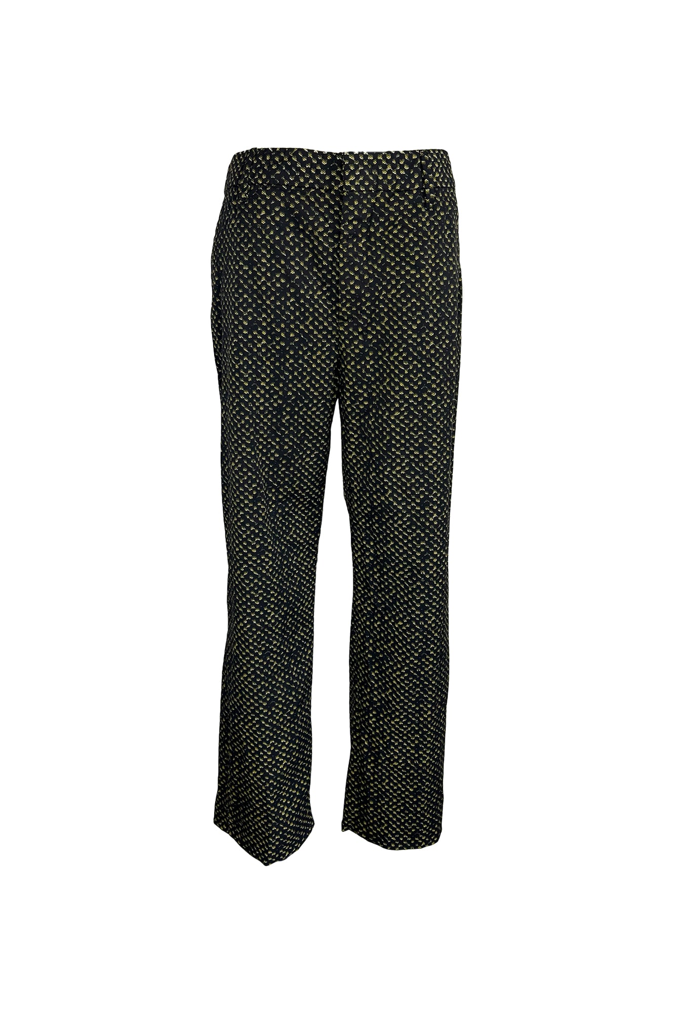 PRADA 1990S ANKLE TROUSERS WITH YELLOW SCREEN PRINT