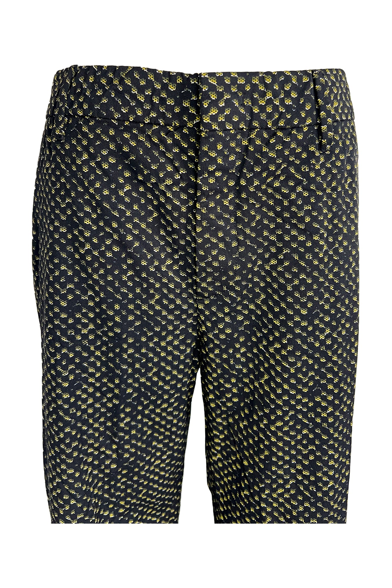 PRADA 1990S ANKLE TROUSERS WITH YELLOW SCREEN PRINT