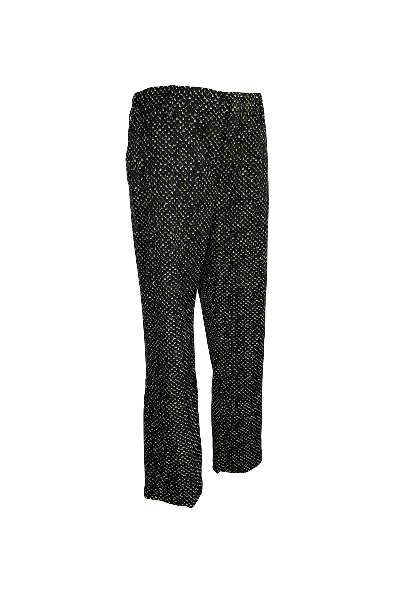 PRADA 1990S ANKLE TROUSERS WITH YELLOW SCREEN PRINT
