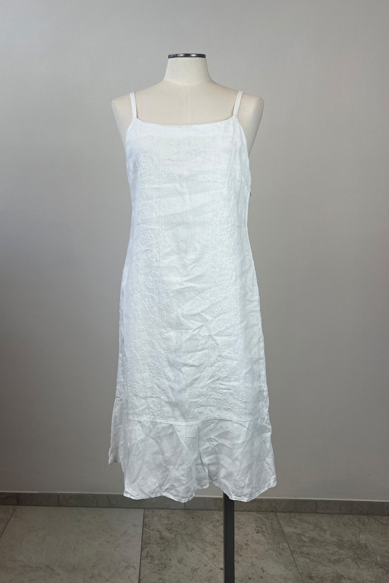 1990s ETRO EMBROIDERED LINEN DRESS