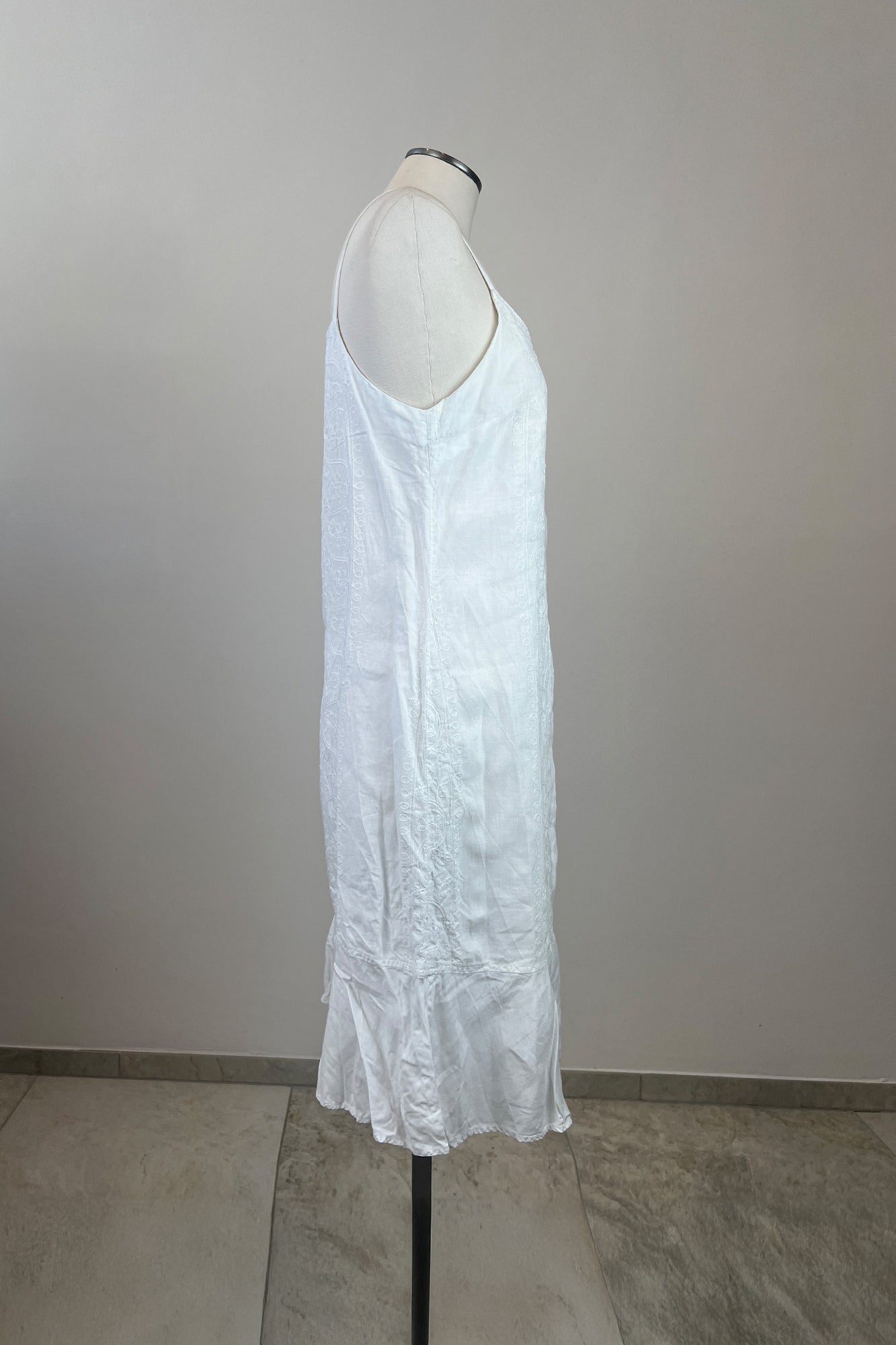 1990s ETRO EMBROIDERED LINEN DRESS