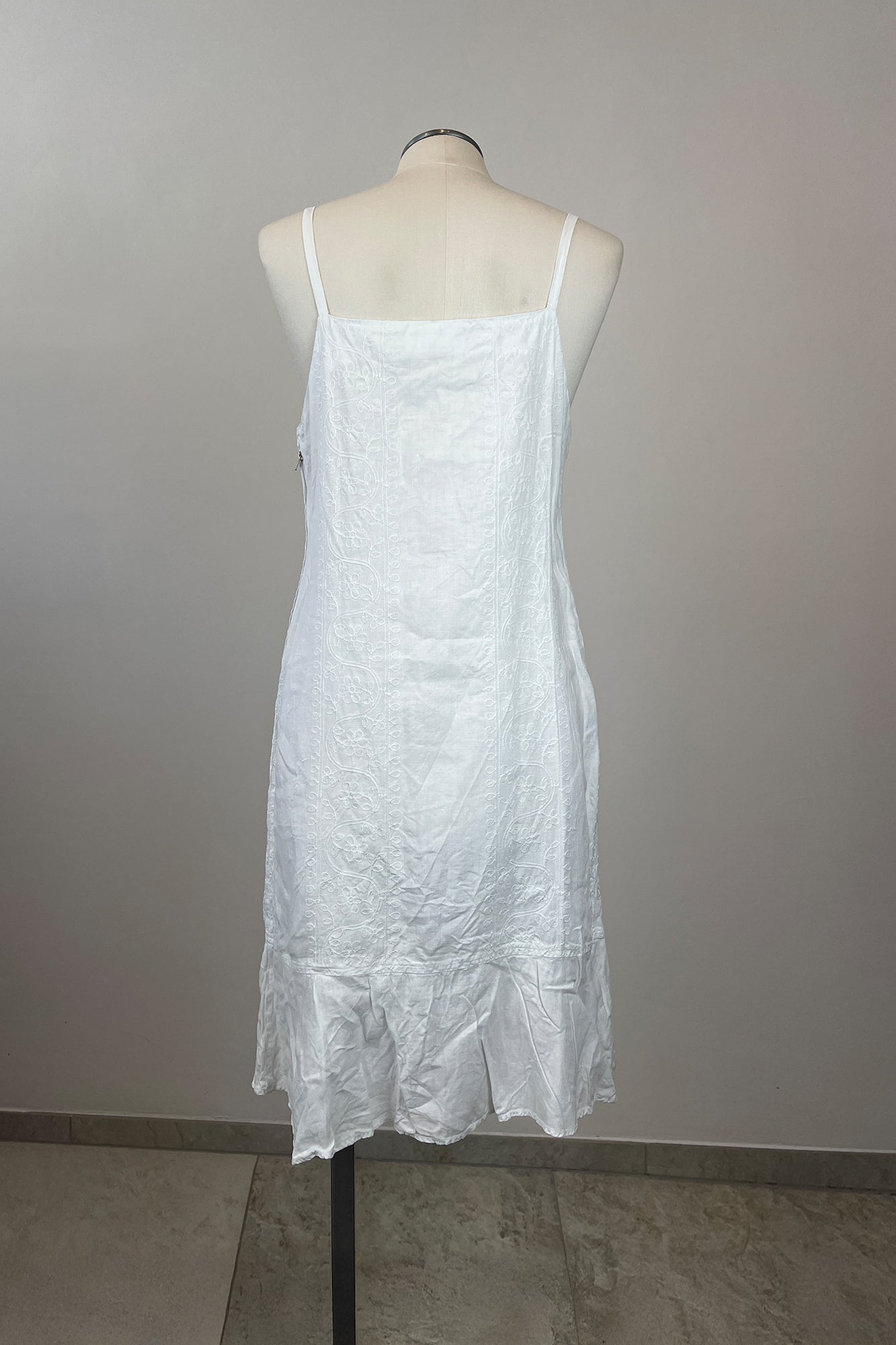 1990s ETRO EMBROIDERED LINEN DRESS