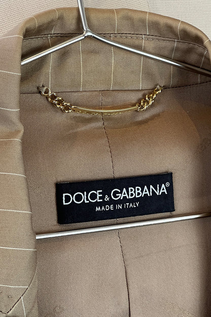 2000S DOLCE AND GABBANA PIN STRIPED TAILORED BLAZER