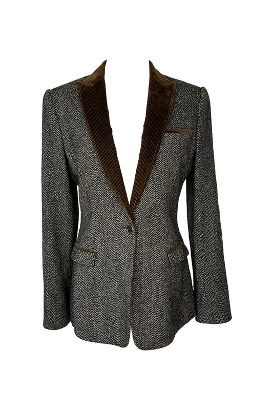 DOLCE & GABANNA 1990S HERRINGBONE TWEED BLAZER