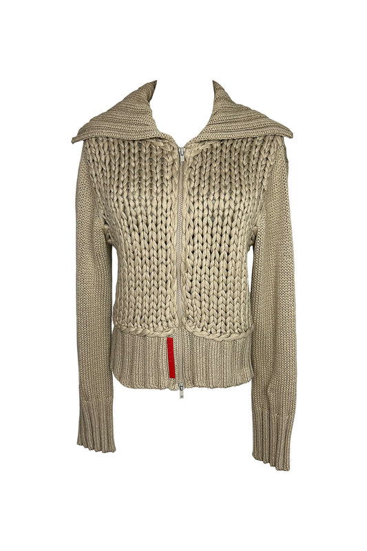 PRADA LINEA ROSSA 2000S BIG KNIT CARDIGAN