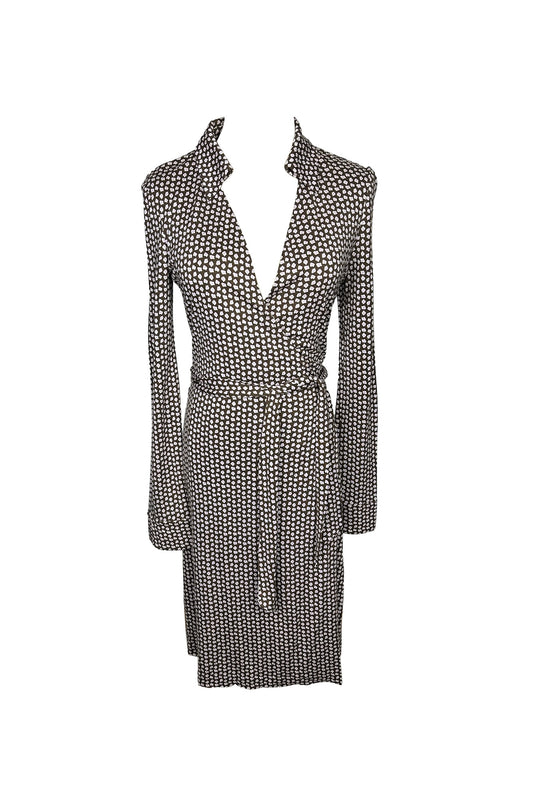 DIANE VON FURSTENBERG 1990S LONG SLEEVE WRAP DRESS