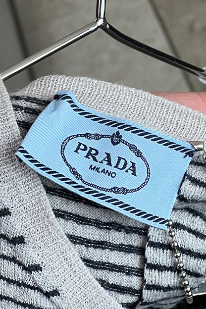 2000S PRADA STRIPED CROPPED TOP